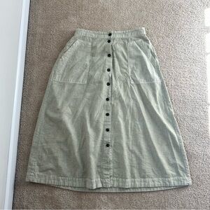 Universal Thread Sage Button-Front A-Line Skirt